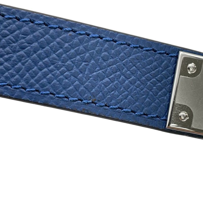 エルメス べルト ケリー・ポケット18 ブルーネイビー/シルバー金具 エプソン K刻印 ポーチ付き