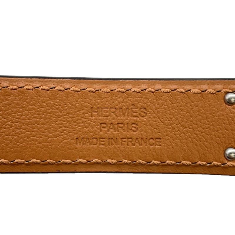 エルメス べルト ケリー・ポケット18 ブルーネイビー/シルバー金具 エプソン K刻印 ポーチ付き