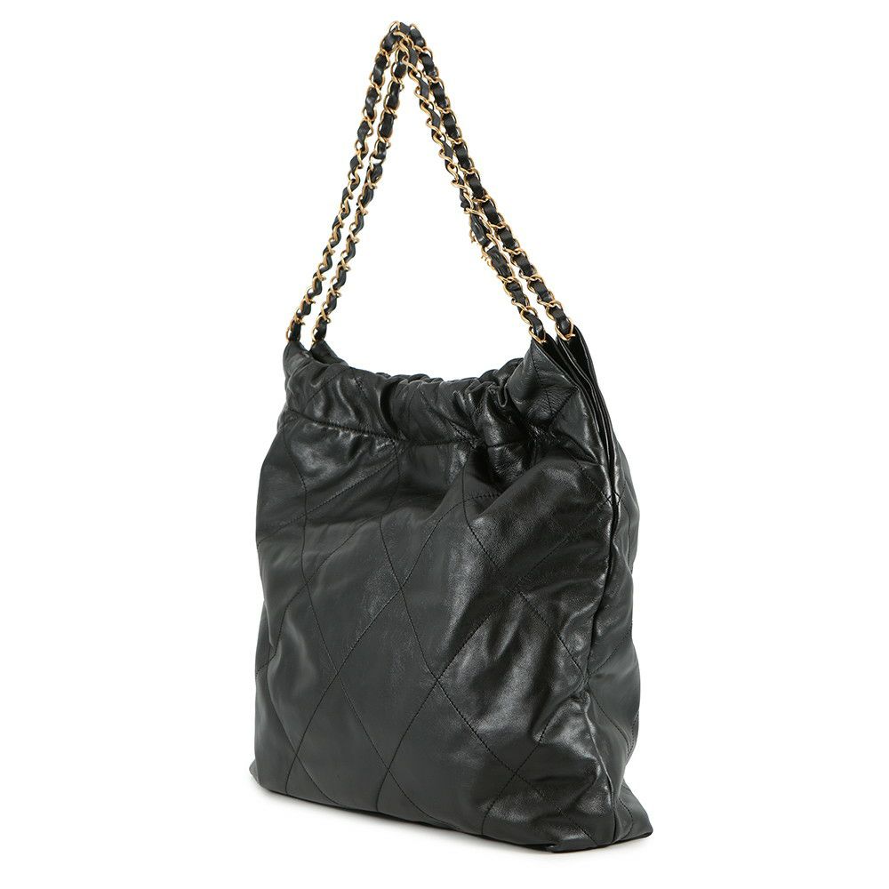 シャネル チェーンショルダーバッグ CHANEL22 スモール シャイニーカーフスキン AS3260 CHANEL ポーチ付き 黒