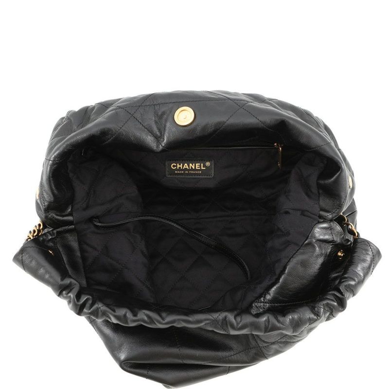 シャネル チェーンショルダーバッグ CHANEL22 スモール シャイニーカーフスキン AS3260 CHANEL ポーチ付き 黒