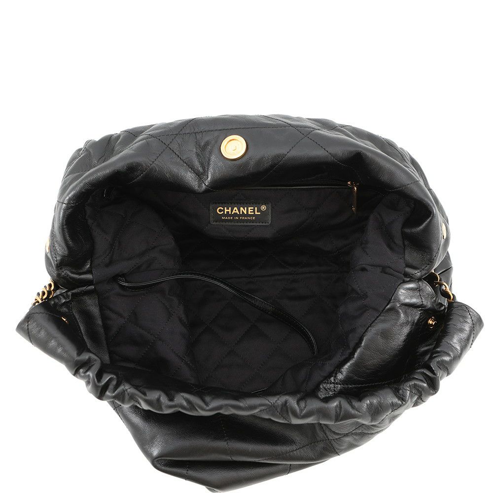 シャネル チェーンショルダーバッグ CHANEL22 スモール シャイニーカーフスキン AS3260 CHANEL ポーチ付き 黒