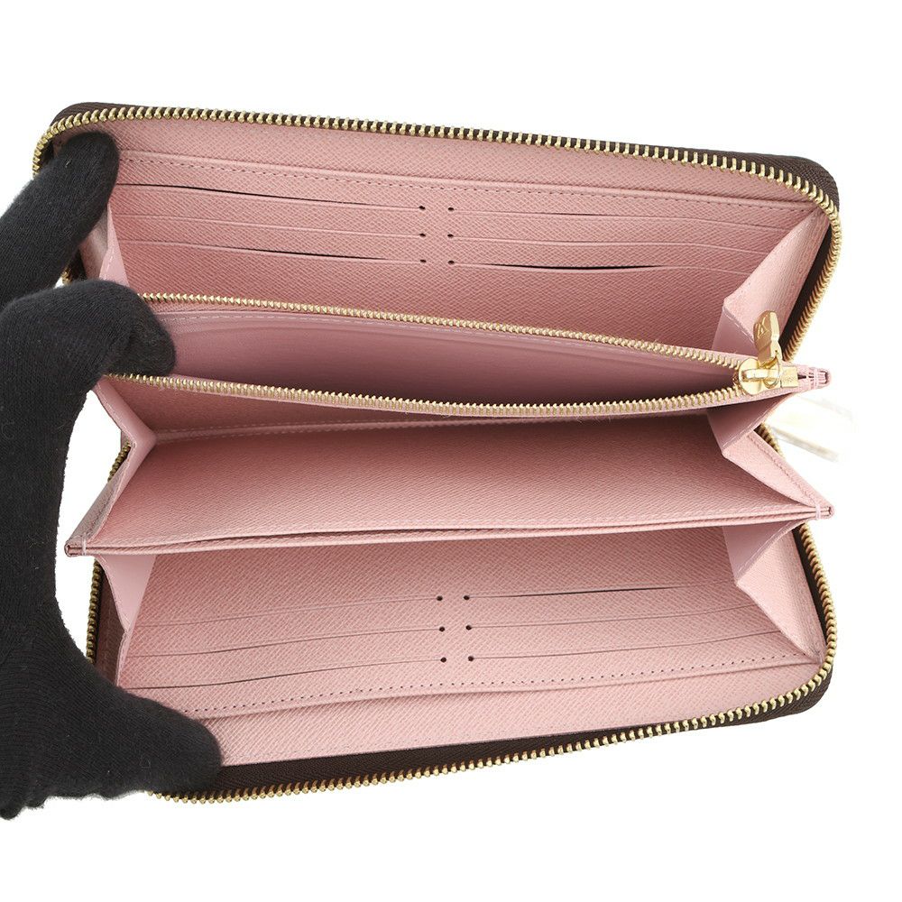 ルイヴィトン 長財布 ダミエ・エベヌ ジッピー・ウォレット N60046 LOUIS VUITTON ヴィトン 財布 ピンク ラウンドファスナー