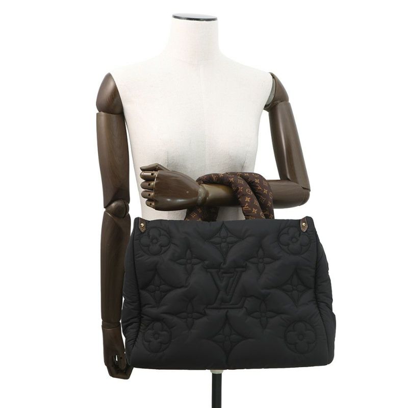 ルイヴィトン トートバッグ リサイクルメタリックナイロン/モノグラム オンザゴーMM M21069 LOUIS VUITTON 黒 ブラック