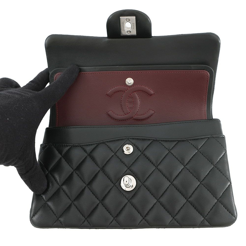 シャネル チェーンショルダーバッグ マトラッセ23 ココマーク ダブルチェーン ラムスキン A01113 CHANEL バッグ 黒