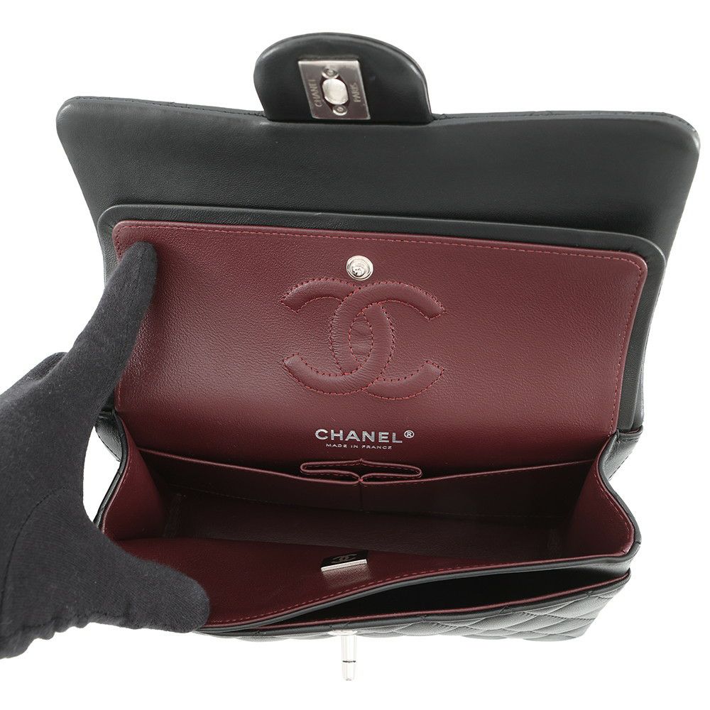 シャネル チェーンショルダーバッグ マトラッセ23 ココマーク ダブルチェーン ラムスキン A01113 CHANEL バッグ 黒