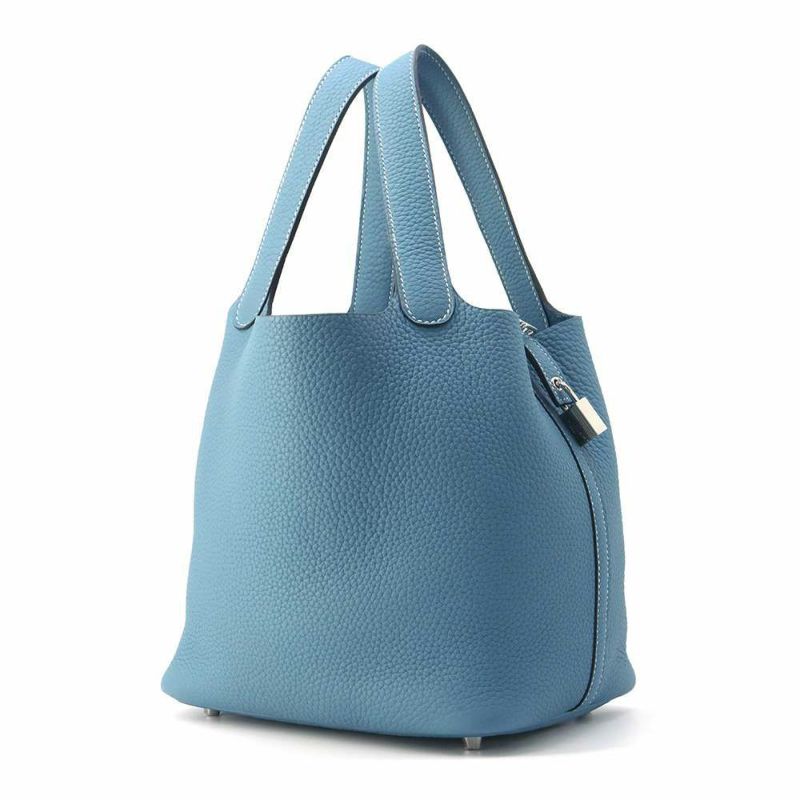 エルメス ハンドバッグ ピコタンロックMM ニューブルージーン/シルバー金具 トリヨンクレマンス W刻印