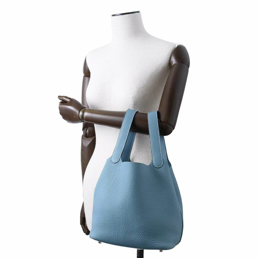 エルメス ハンドバッグ ピコタンロックMM ニューブルージーン/シルバー金具 トリヨンクレマンス W刻印