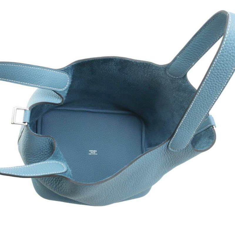 エルメス ハンドバッグ ピコタンロックMM ニューブルージーン/シルバー金具 トリヨンクレマンス W刻印