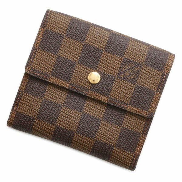 ルイヴィトン 財布 ダミエ・エベヌ ポルトフォイユ・エリーズ N61654 LOUIS VUITTON ヴィトン Wホック 三つ折り財布