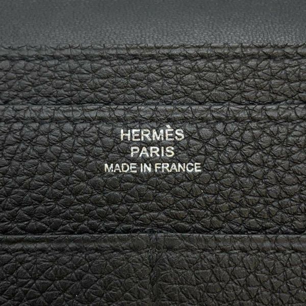 エルメス 長財布 ドゴンGM ブラック/シルバー金具 トリヨクレマンス Y刻印 HERMES 財布 黒