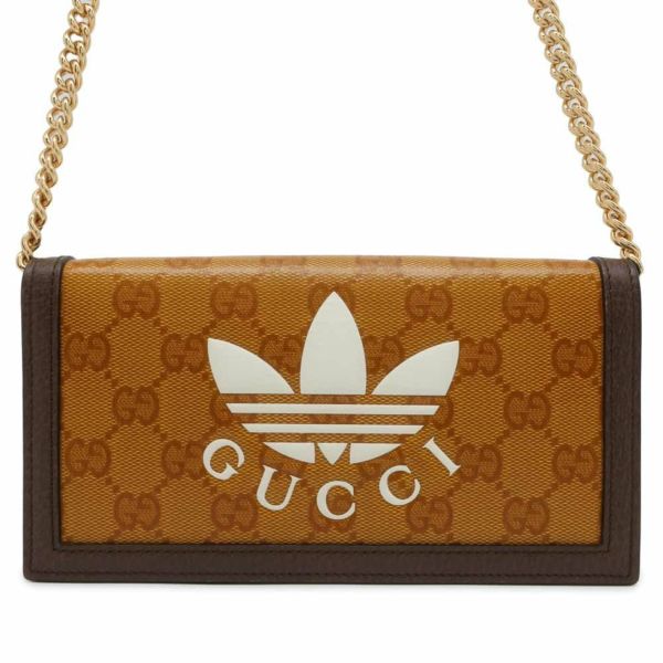 グッチ チェーンウォレット アディダス コラボ トレフォイル プリント 621892 GUCCI 長財布