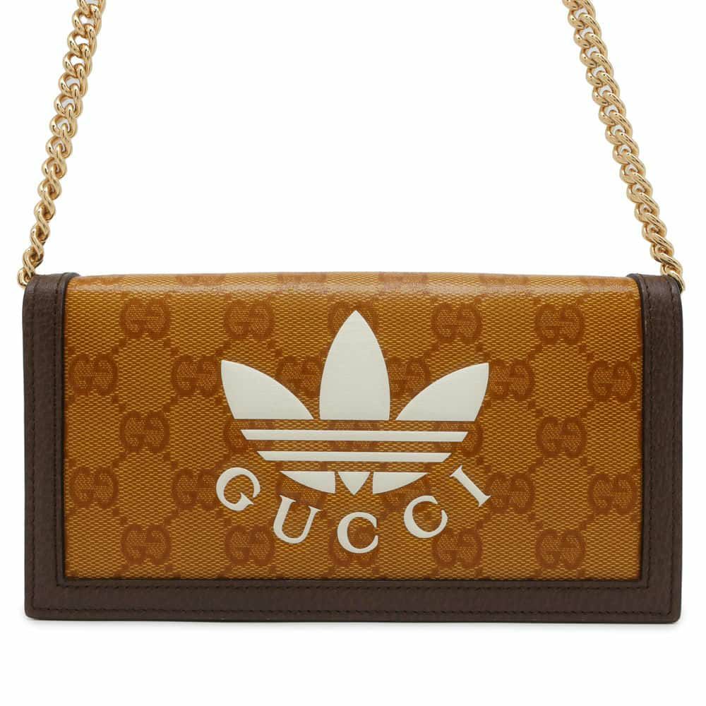 グッチ チェーンウォレット アディダス コラボ トレフォイル プリント 621892 GUCCI 長財布