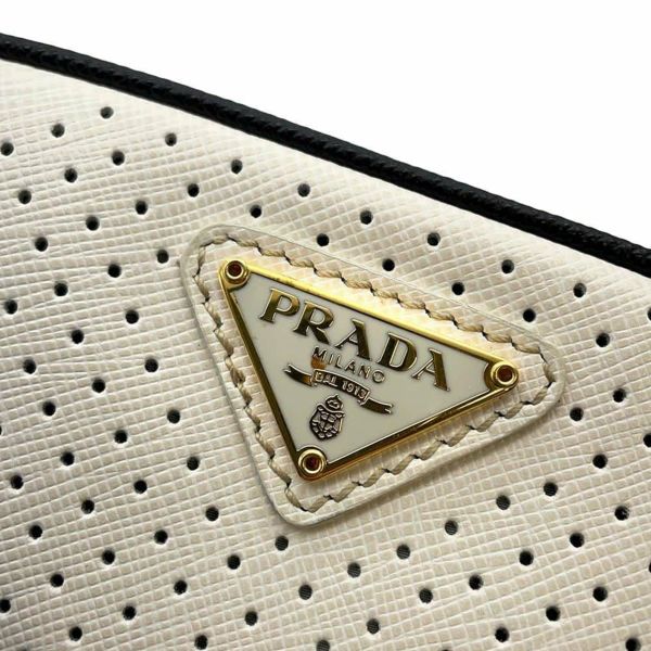 プラダ ポーチ パンチング  レザー 1N1473 PRADA 小物入れ 白