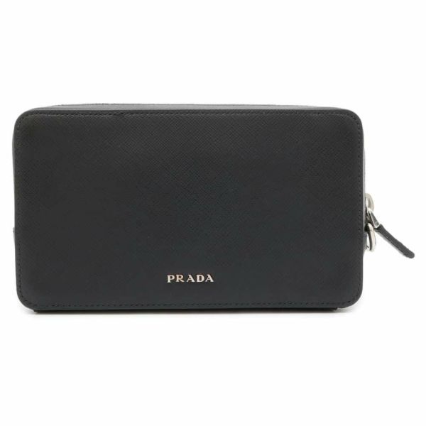 プラダ スマホポーチ サフィアーノ ロゴ 2ZH064 PRADA ポーチ メンズ 黒