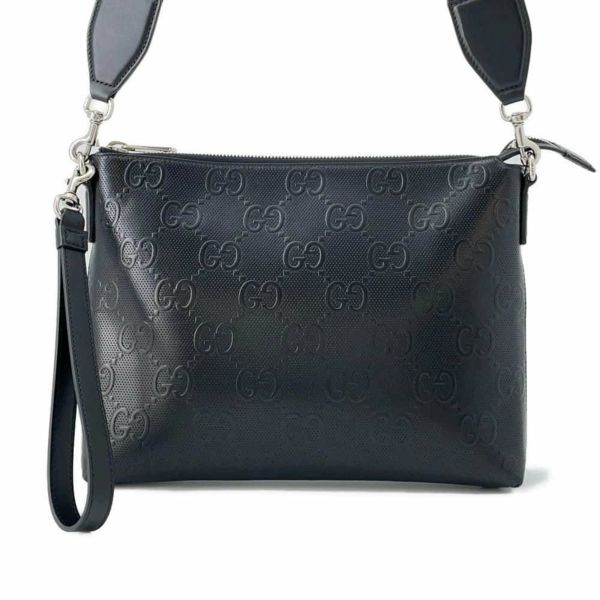 グッチ クラッチバッグ GGエンボス メッセンジャーバッグ ミディアム レザー 696009 GUCCI ショルダーバッグ 黒