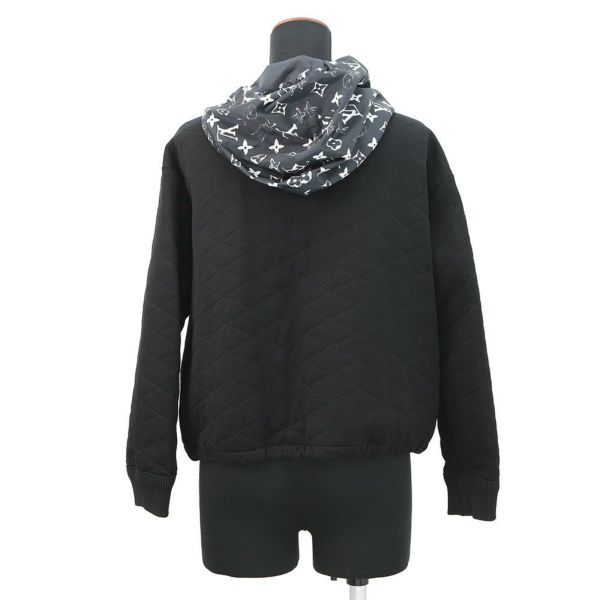 ルイヴィトン ジャケット ステンシルエフェクトモノグラム フード付き レディースサイズXS LOUIS VUITTON 黒 ブラック 白 アウター