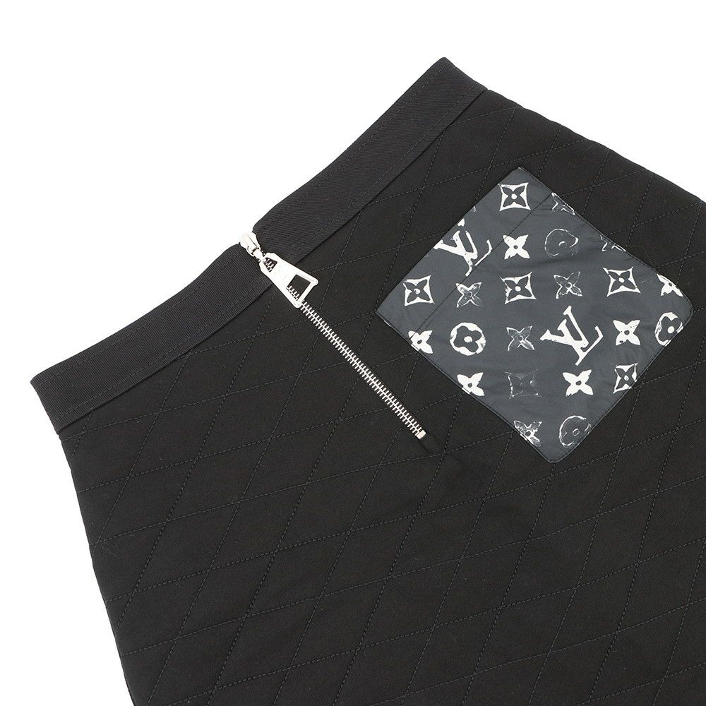 ルイヴィトン スカート ステンシルエフェクトモノグラム キルティング レディースサイズXS LOUIS VUITTON ボトムス ブラック 黒 白