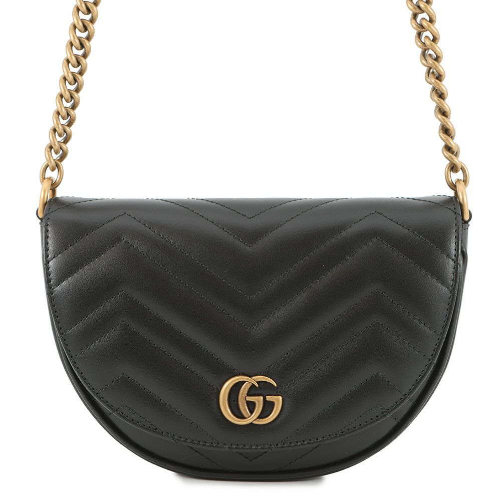 GUCCI GGマーモント ショルダーバッグ 黒 キルティング レザー グッチ/ショルダーバッグ/GGマーモント キルティング スモール