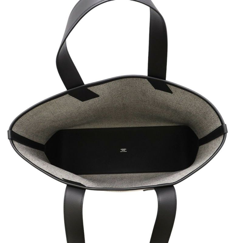 エルメス トートバッグ HアンビエGM ブラック/エクリュトワルアッシュ/スイフト Z刻印 HERMES バッグ 黒