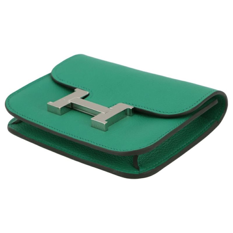 エルメス 財布 コンスタンス スリム ヴェルソ ヴェールヴェルティゴ/ブルーザンジバル/シルバー金具 エバーカラー W刻印 HERMES 財布