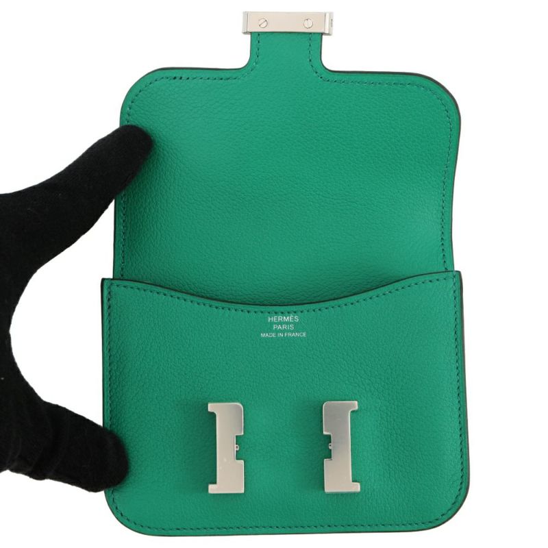 エルメス 財布 コンスタンス スリム ヴェルソ ヴェールヴェルティゴ/ブルーザンジバル/シルバー金具 エバーカラー W刻印 HERMES 財布