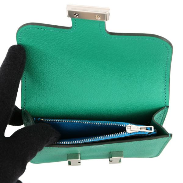 エルメス 財布 コンスタンス スリム ヴェルソ ヴェールヴェルティゴ/ブルーザンジバル/シルバー金具 エバーカラー W刻印 HERMES 財布