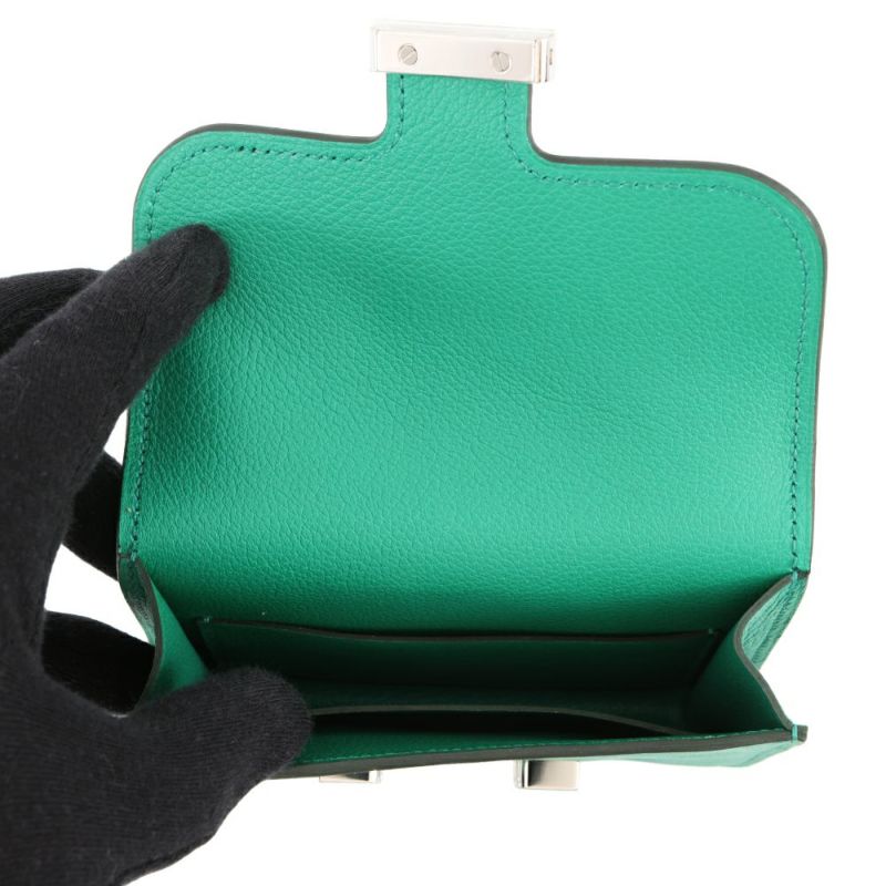 エルメス 財布 コンスタンス スリム ヴェルソ ヴェールヴェルティゴ/ブルーザンジバル/シルバー金具 エバーカラー W刻印 HERMES 財布