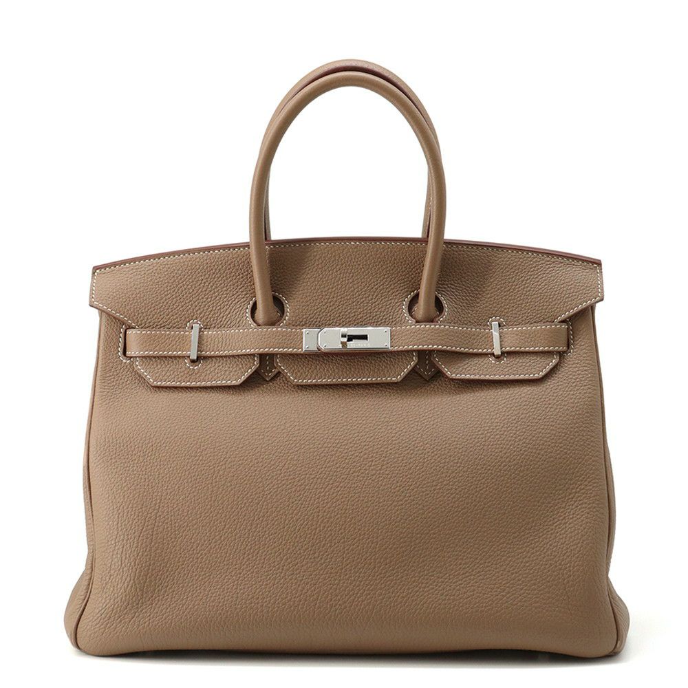 エルメス バーキン35 エトゥープ/シルバー金具 トゴ □Q刻印 HERMES Birkin ハンドバッグ