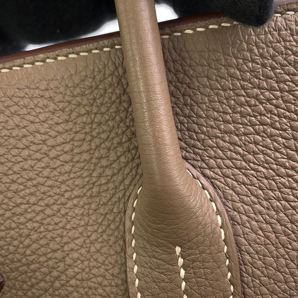 エルメス バーキン35 エトゥープ/シルバー金具 トゴ □Q刻印 HERMES Birkin ハンドバッグ