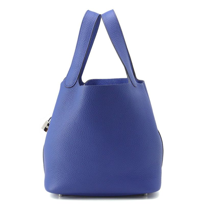 エルメス ハンドバッグ ピコタンロックMM ブルーロイヤル/シルバー金具 トリヨンクレマンス U刻印