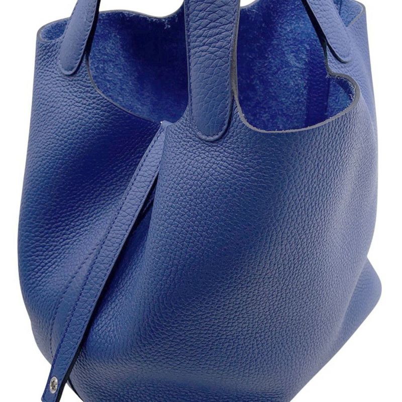 エルメス ハンドバッグ ピコタンロックMM ブルーロイヤル/シルバー金具 トリヨンクレマンス U刻印