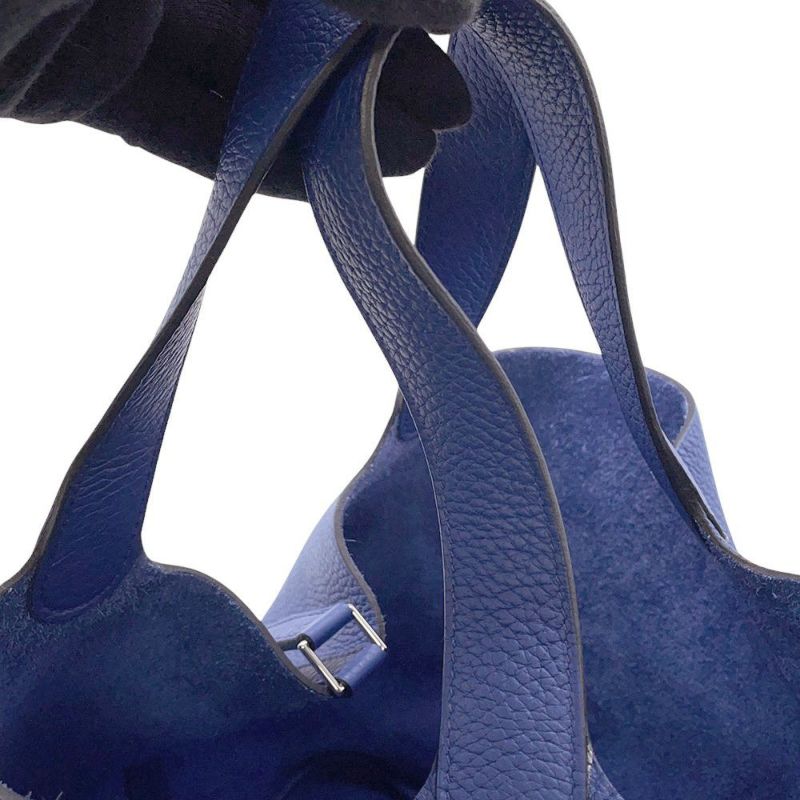 エルメス ハンドバッグ ピコタンロックMM ブルーロイヤル/シルバー金具 トリヨンクレマンス U刻印