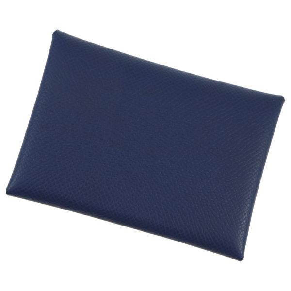 エルメス コインケース カルヴィ デュオ ブルーサフィール/シルバー金具 エプソン K刻印 財布