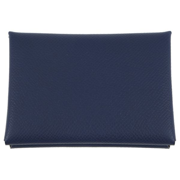 エルメス コインケース カルヴィ デュオ ブルーサフィール/シルバー金具 エプソン K刻印 財布