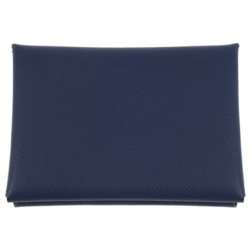 エルメス コインケース カルヴィ デュオ ブルーサフィール/シルバー金具 エプソン K刻印 財布