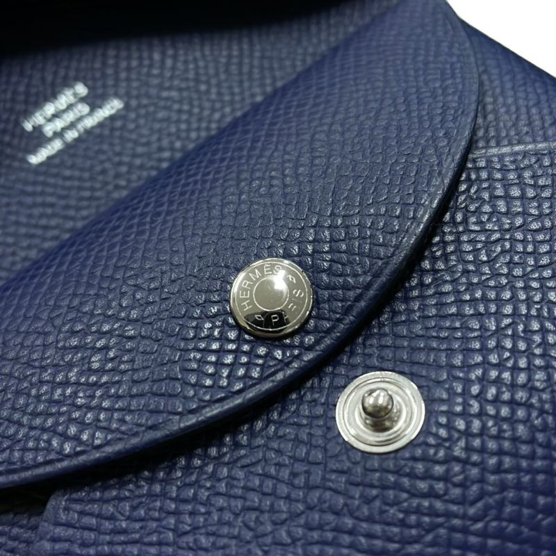 エルメス コインケース カルヴィ デュオ ブルーサフィール/シルバー金具 エプソン K刻印 財布