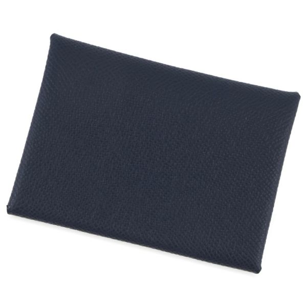 エルメス コインケース カルヴィ デュオ ブルーニュイ/シルバー金具 エプソン K刻印 財布