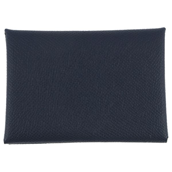 エルメス コインケース カルヴィ デュオ ブルーニュイ/シルバー金具 エプソン K刻印 財布