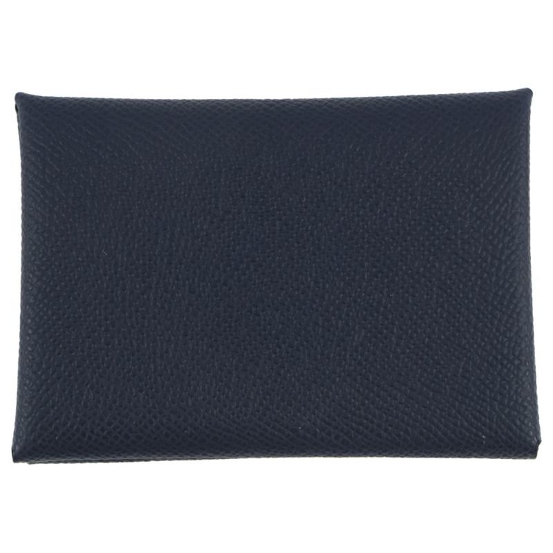 エルメス コインケース カルヴィ デュオ ブルーニュイ/シルバー金具 エプソン K刻印 財布