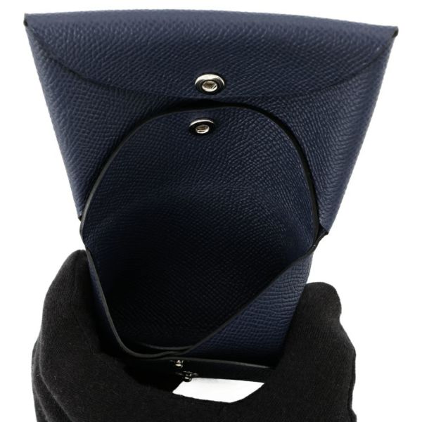 エルメス コインケース カルヴィ デュオ ブルーニュイ/シルバー金具 エプソン K刻印 財布
