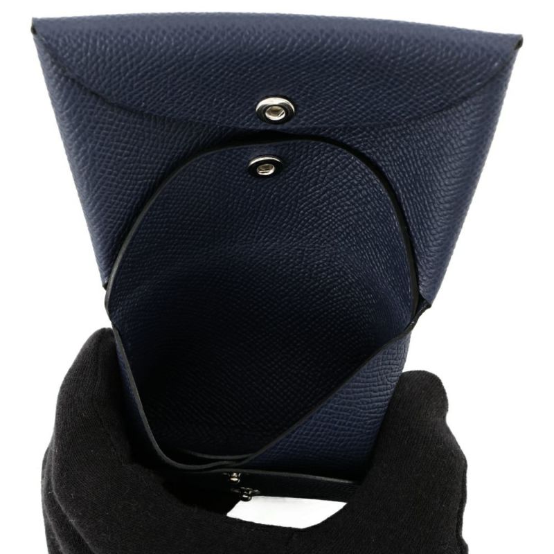 エルメス コインケース カルヴィ デュオ ブルーニュイ/シルバー金具 エプソン K刻印 財布