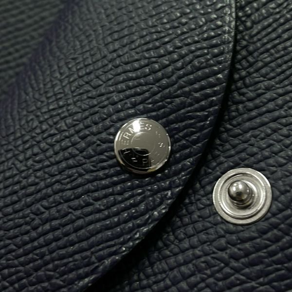 エルメス コインケース カルヴィ デュオ ブルーニュイ/シルバー金具 エプソン K刻印 財布