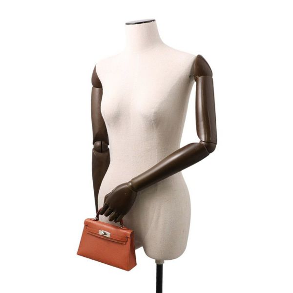 エルメス ハンドバッグ ミニケリー2 外縫い キュイーブル/ローズメキシコ/シルバー金具 シェブルミゾル U刻印 2wayショルダー