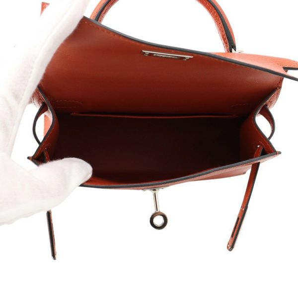 エルメス ハンドバッグ ミニケリー2 外縫い キュイーブル/ローズメキシコ/シルバー金具 シェブルミゾル U刻印 2wayショルダー