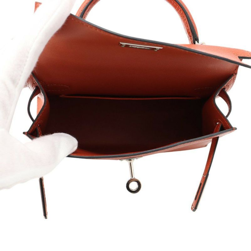 エルメス ハンドバッグ ミニケリー2 外縫い キュイーブル/ローズメキシコ/シルバー金具 シェブルミゾル U刻印 2wayショルダー