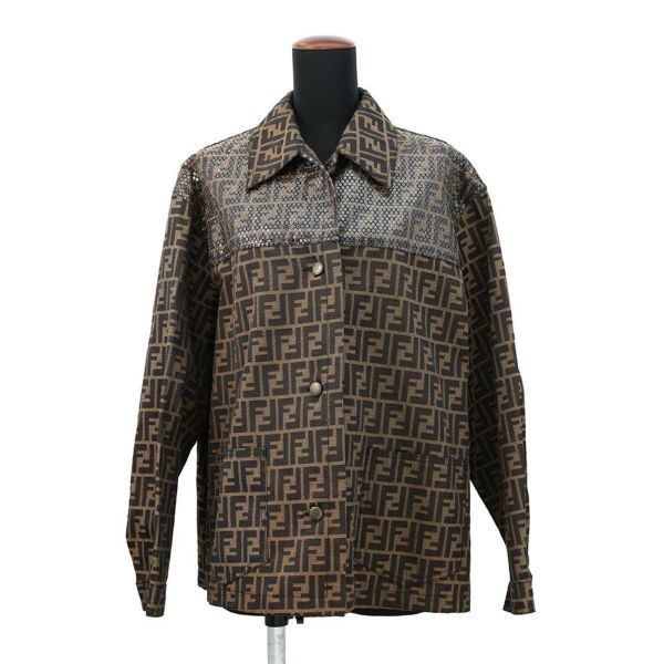 フェンディ ジャケット ズッカ柄 ロゴ 総柄 ポリエステル レディースサイズ44 FENDI アウター