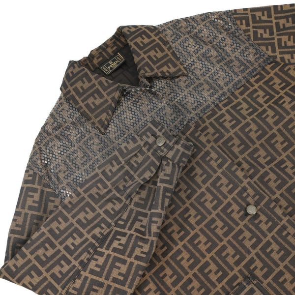 フェンディ ジャケット ズッカ柄 ロゴ 総柄 ポリエステル レディースサイズ44 FENDI アウター