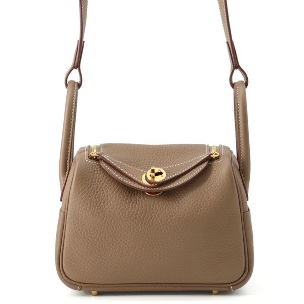 エルメス リンディ ミニ エトゥープ/ゴールド金具 トリヨンクレマンス Z刻印 2wayショルダー