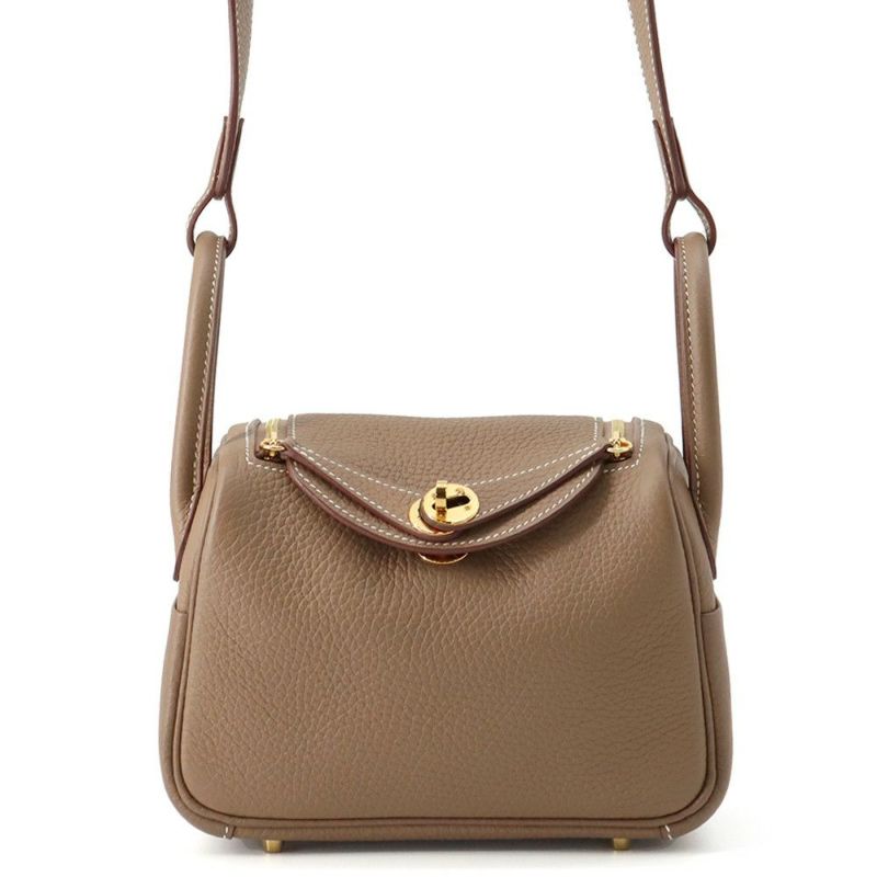 エルメス リンディ ミニ エトゥープ/ゴールド金具 トリヨンクレマンス Z刻印 2wayショルダー