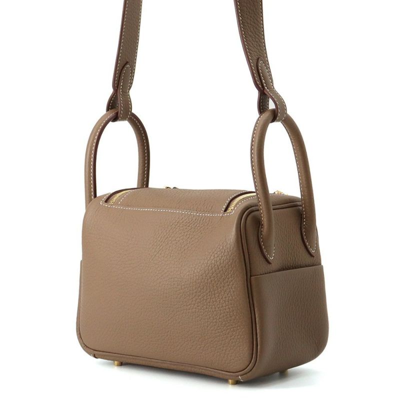 エルメス リンディ ミニ エトゥープ/ゴールド金具 トリヨンクレマンス Z刻印 2wayショルダー